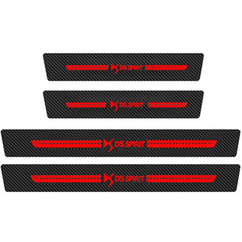 Auto Kohlefaser Einstiegsleisten TüRschweller Aufkleber für Citr-oen DS Spirit, 4 Stück Car Kick Plates Schutz AntiKratz Abnutzungs Türschweller Protector,Red von KLHYWEN