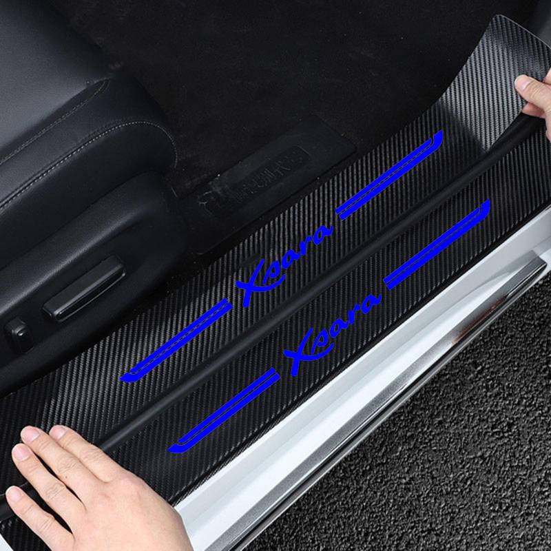 Auto Kohlefaser Einstiegsleisten TüRschweller Aufkleber für Citr-oen Xsara, 4 Stück Car Kick Plates Schutz AntiKratz Abnutzungs Türschweller Protector,Blue von KLHYWEN