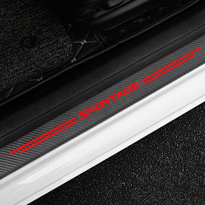 Auto Kohlefaser Einstiegsleisten TüRschweller Aufkleber für KI-A SPORTAGE, 4 Stück Car Kick Plates Schutz AntiKratz Abnutzungs Türschweller Protector,Red von KLHYWEN