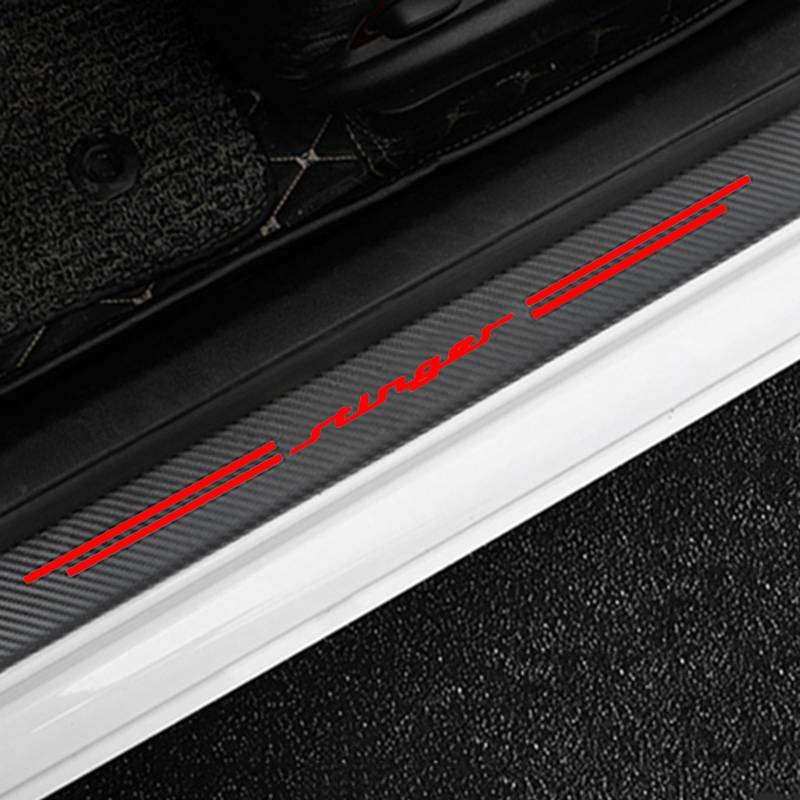 Auto Kohlefaser Einstiegsleisten TüRschweller Aufkleber für KI-A Stinger, 4 Stück Car Kick Plates Schutz AntiKratz Abnutzungs Türschweller Protector,Red von KLHYWEN