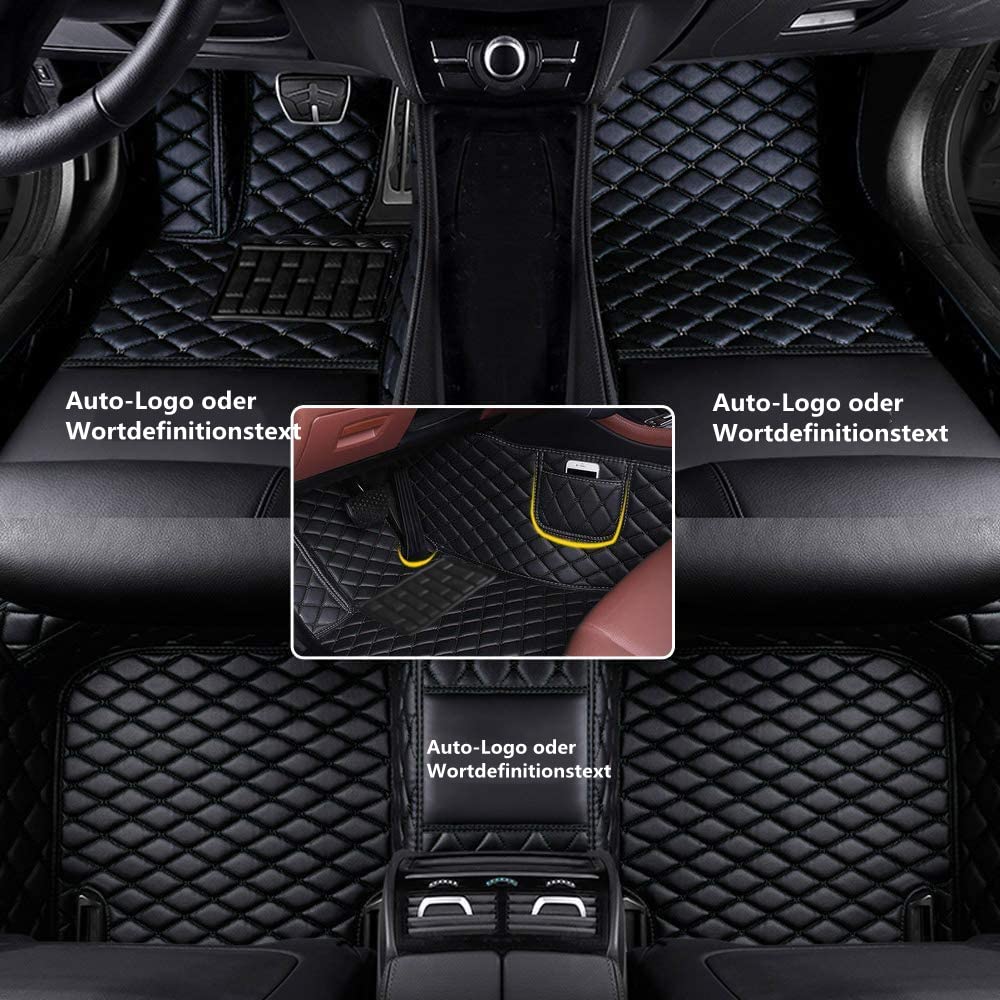 KLKKL Fußmatten Auto Fußmatte Anpassen 95% Auto Modelle Allwetter Fußmatten Set Zubehör Fußmatte PU Leder (Z.B Für Audi, Für BMW, Für Benz, Für Peugeot) (A Schwarz) von KLKKL