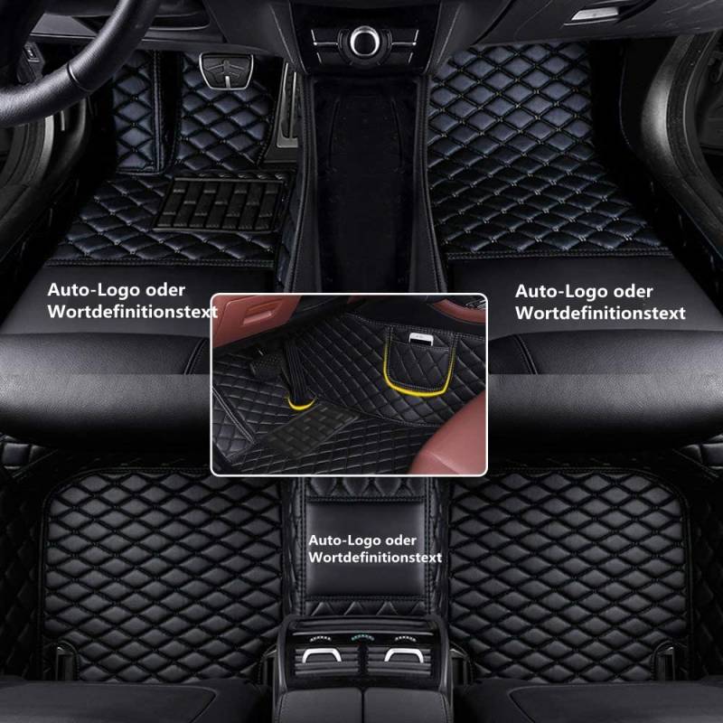 KLKKL Fußmatten Auto Fußmatte Anpassen 95% Auto Modelle Allwetter Fußmatten Set Zubehör Fußmatte PU Leder (Z.B Für Audi, Für BMW, Für Benz, Für Peugeot) (A Schwarz) von KLKKL