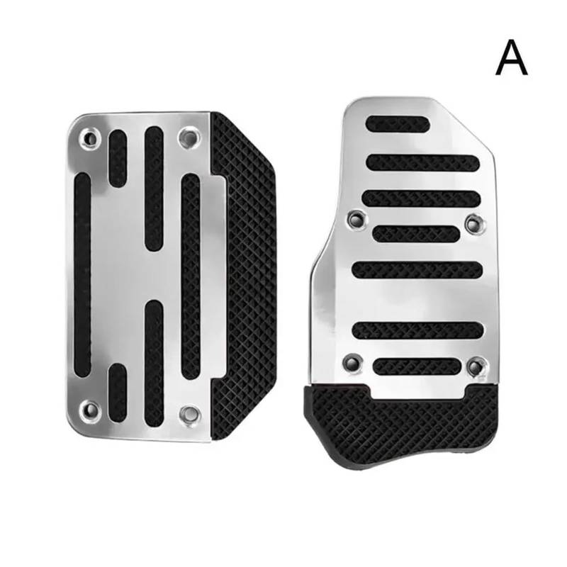 Fußstütze Bremse Für Aluminium Automatische Übertragung Fuß Gas Pedal Set Abdeckung Rot Silber Blau Kit Kraftstoff Pedal Pedale Abdeckung Pedalkappen Abdeckung(Silver) von KLKWSFGFZK