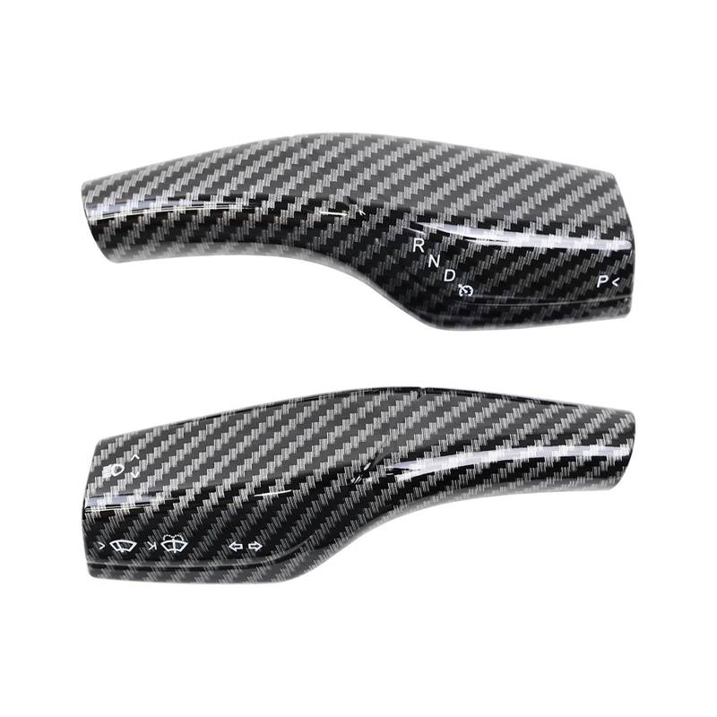 KMLONG Auto-Lenkrad-Schaltknauf-Abdeckungsaufkleber, passend for Tesla, Modell 3 Y 2019–2023. Schutzsäule Whift Gear Shift Lenkhebelabdeckung ABS Lenkradrahmenfolie von KMLONG