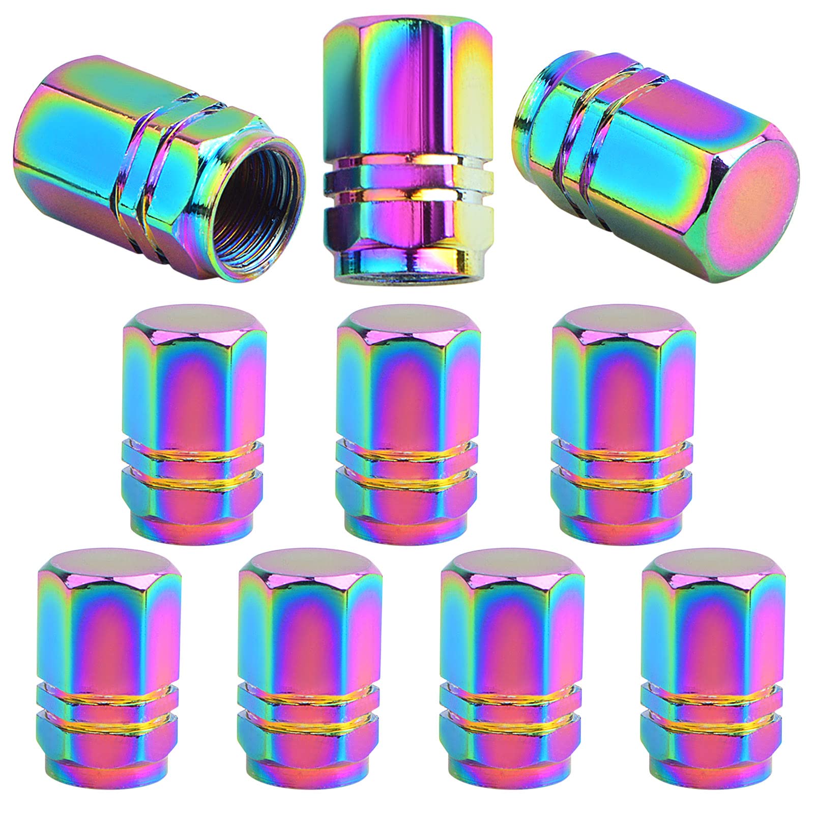 KMOSPAD 10 Stück Sechskant-Form Universal Reifen Ventilkappen Legierung Reifen Rad Luftventil Vorbaukappen Abdeckungen für DIY Fahrräder, Fahrräder, Motorräder, Autos, LKWs, SUV, Regenbogenfarbe KMOSPAD 10 Stück Sechskant-Form Universal Reifen Ventilkappen Legierung Reifen Rad Luftventil Vorbaukappen Abdeckungen für DIY Fahrräder, Fahrräder, Motorräder, Autos, LKWs, SUV, Regenbogenfarbe von KMOSPAD