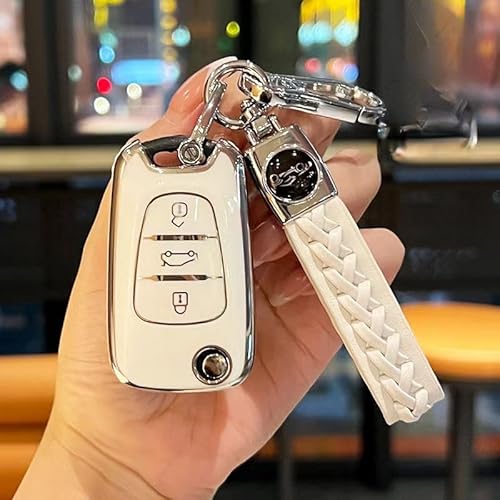 Autoschlüssel Hülle für Hyundai BAYON, Autoschlüssel-Schutz Fernbedienung Schlüsselanhänger Schlüsseletui Langlebig Kratzfest Modegeschenke,C-White von KNHCX