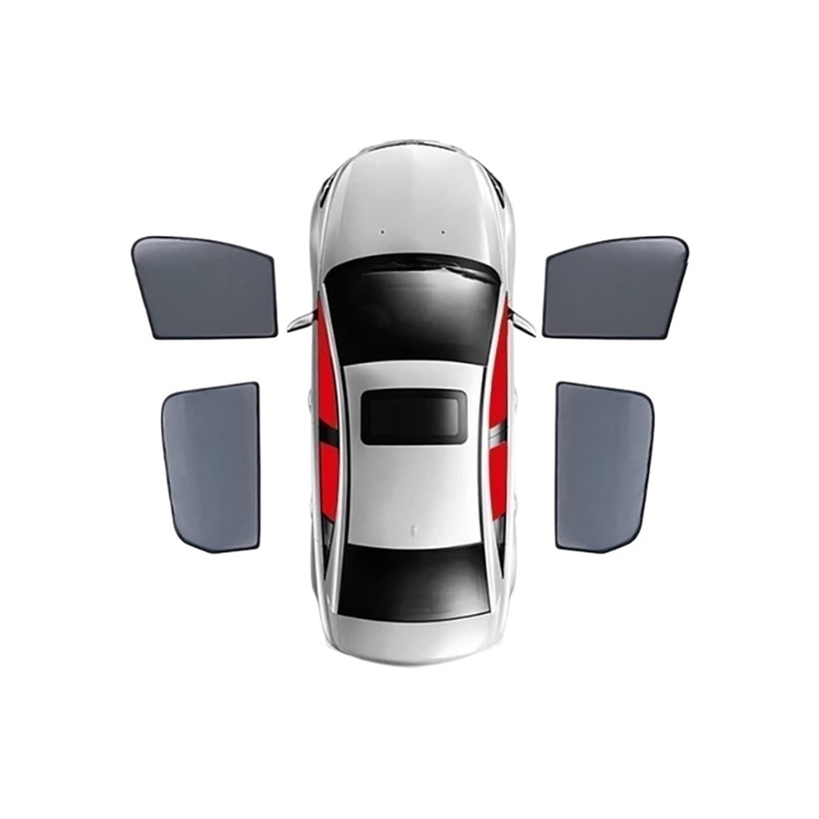Auto Sonnenschutz Vorhang Für VW Für Touareg CR 2019-2024 / Autofenster Sonnenschutz Frontscheibe Vorhang Heckseitenfenster Sonnenschutz Auto Sonnenblende(4PCS Front Rear) von KNWIAUQ