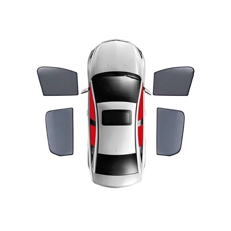 Auto Sonnenschutz Vorhang Für VW Für Touareg CR 2019-2024 / Autofenster Sonnenschutz Frontscheibe Vorhang Heckseitenfenster Sonnenschutz Auto Sonnenblende(4PCS Front Rear) von KNWIAUQ