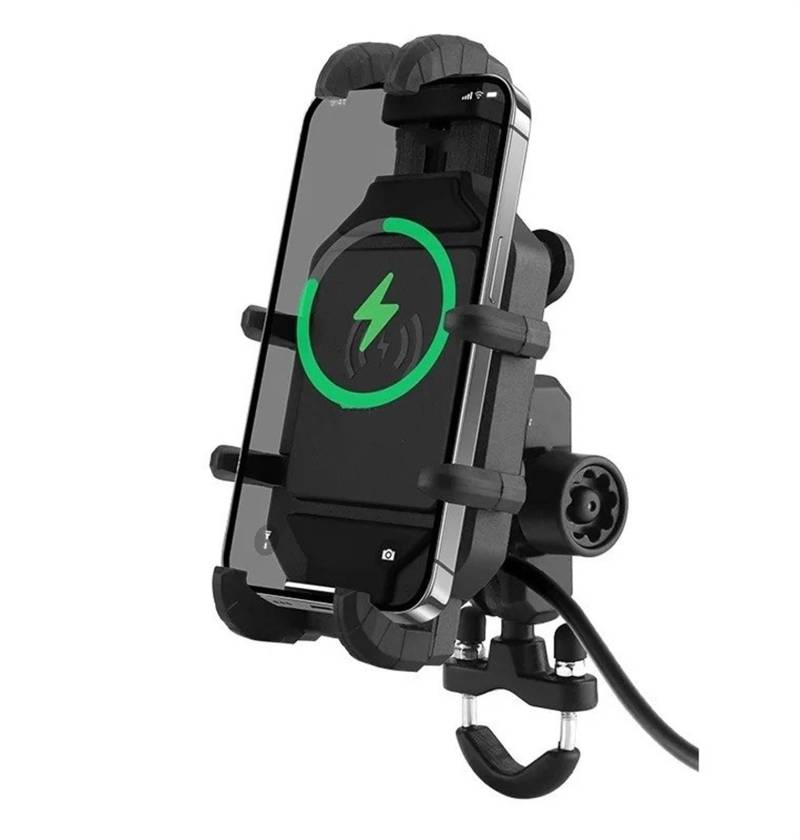Motorrad Handy Halterung Für 4,0 Bis 7,0 Zoll Große Mobiltelefone. Motorrad-Telefonhalter. Telefonhalterung Mit Kabellosem USB-QC3.0-Schnellladegerät GPS-Navigationshalterung(Handlebar Charging) von KNWIAUQ
