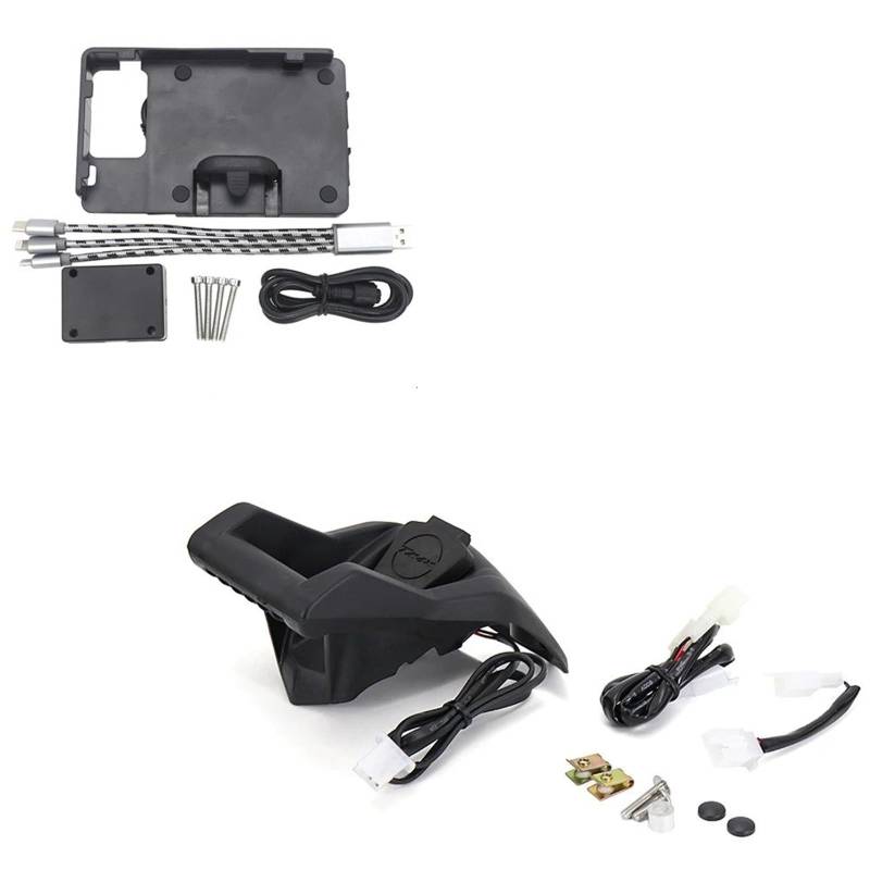 Motorrad Handy Halterung Für TMAX Für T-MAX 560 530 SX/DX 2021/Motorrad Telefon Navigation Halterung Drahtlose USB Lade Port Konverter Halter GPS-Navigationshalterung(Style 2) von KNWIAUQ
