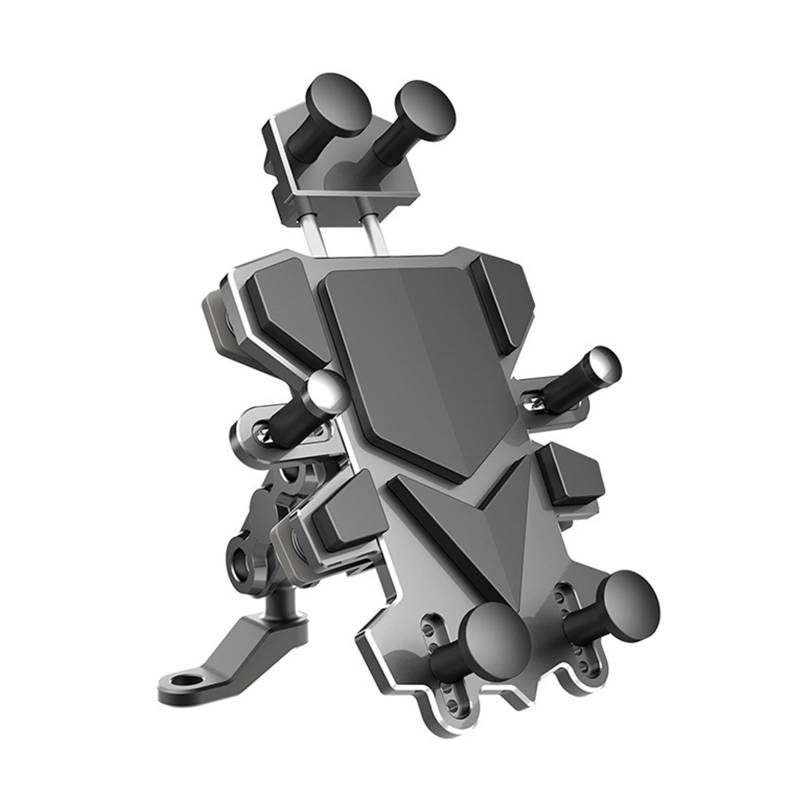 Motorrad Handy Halterung Universal Legierung Stoß-Absorbieren Telefon Halter Für Motorrad Fahrrad 360 Rotation Einstellung Handy Navigation Halterung GPS-Navigationshalterung(Rearview Mirror) von KNWIAUQ