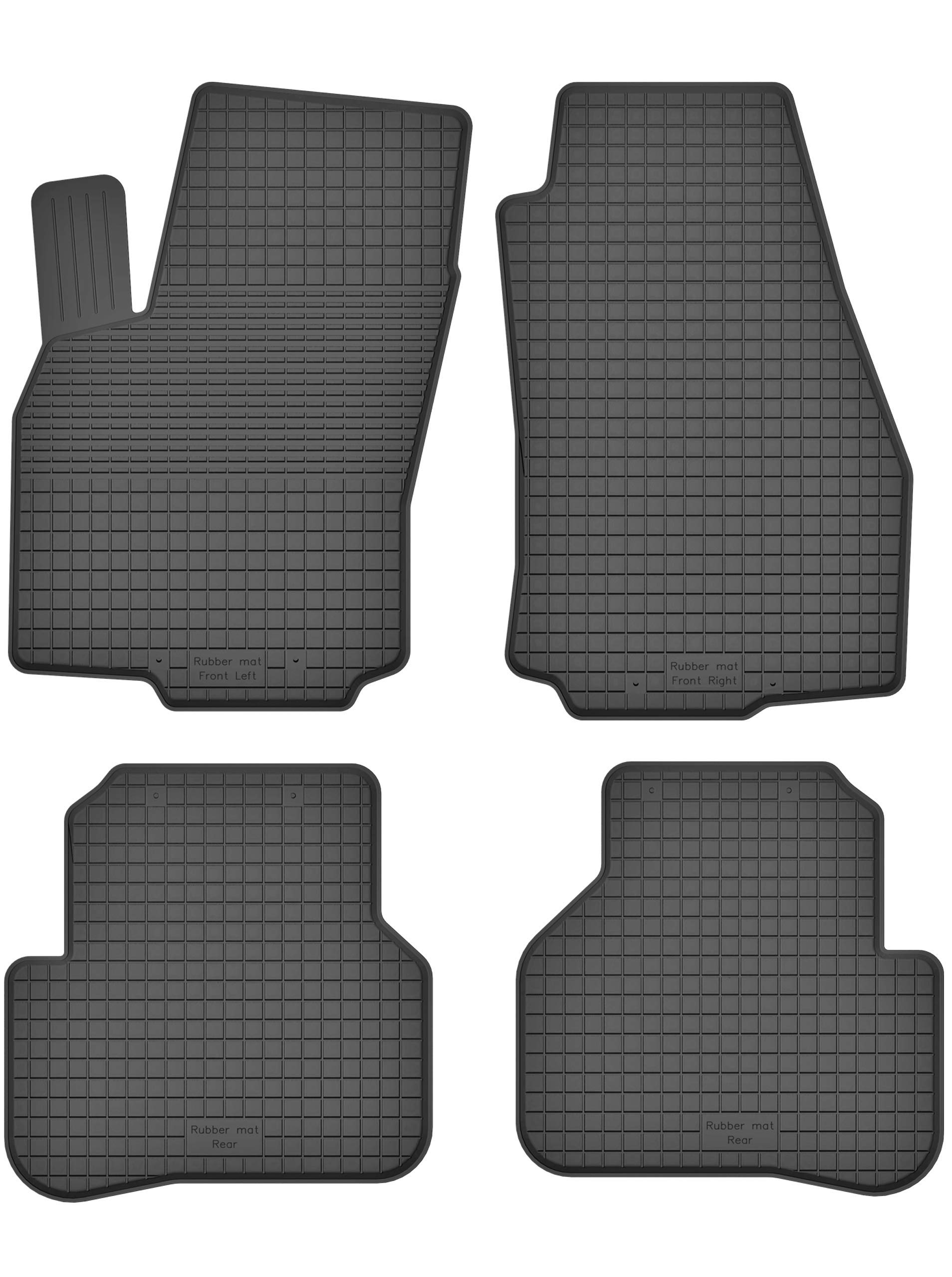 Gummimatten Fußmatten 1.5 cm Rand kompatibel mit FIAT QUBO (Bj.2008-2018) ideal angepasst 4 -Teile EIN Set von KO-RUBBERMAT