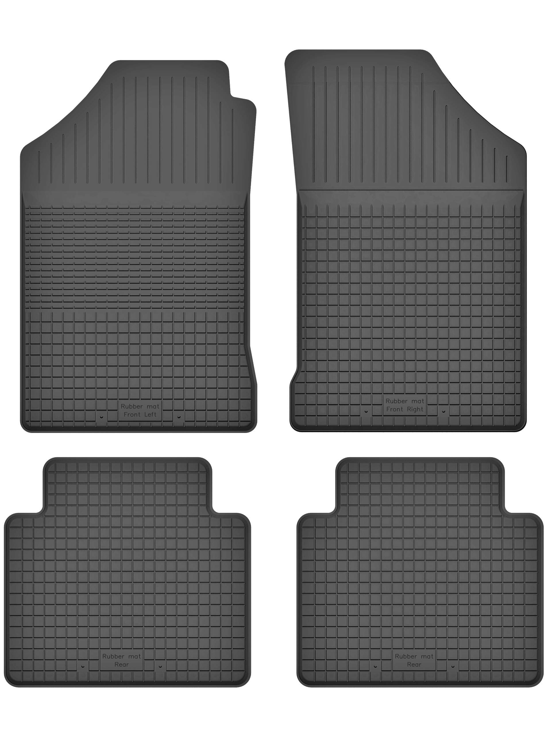 Gummimatten Fußmatten 1.5 cm Rand kompatibel mit Renault CLIO I (Bj. 1990-1998) ideal angepasst 4 -Teile EIN Set von KO-RUBBERMAT