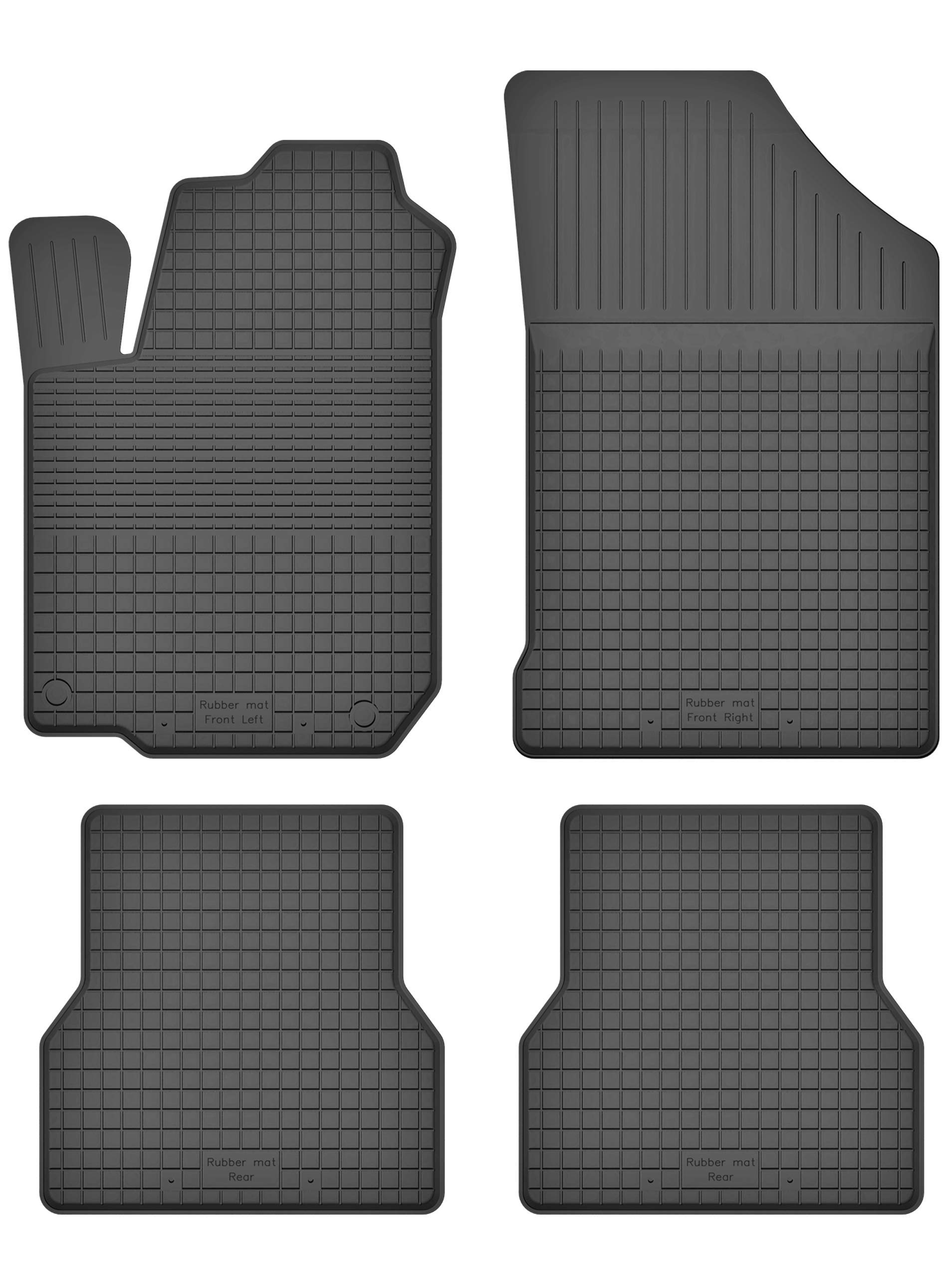 Gummimatten Fußmatten 1.5 cm Rand kompatibel mit Citroen C2 C3 I Bj.2002-2009 ideal angepasst 4 -Teile EIN Set von KO-RUBBERMAT