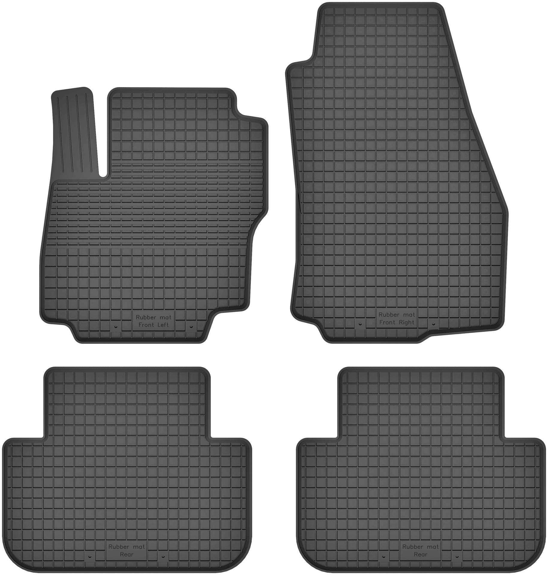 Gummimatten Fußmatten 1.5 cm Rand kompatibel mit Ford C-MAX I II (Bj. 2003-2019) ideal angepasst 4 -Teile EIN Set von AONELAS