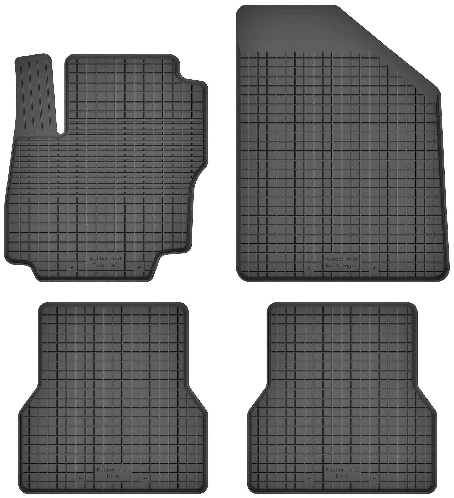 Gummimatten Fußmatten 1.5 cm Rand kompatibel mit Ford Focus III mk3 (Bj.2010-2018) ideal angepasst 4 -Teile EIN Set von KO-RUBBERMAT