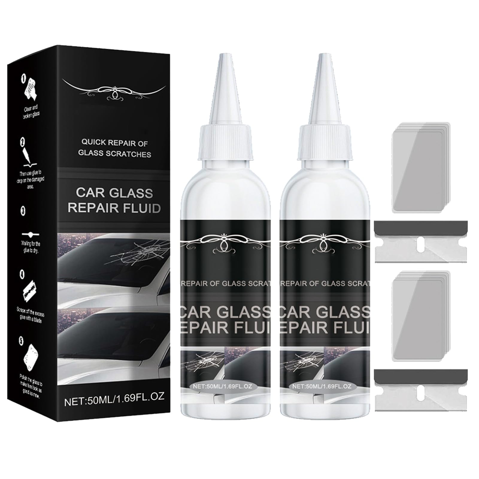 KOAHDE Glasreparaturflüssigkeit, Auto-Windschutzscheiben-Reparaturset, Kleber für die DIY-Autoreparatur, Flüssigkeit für Autoscheiben, Reparatur-Set für Risse, 2 Stück KOAHDE Glasreparaturflüssigkeit, Auto-Windschutzscheiben-Reparaturset, Kleber für die DIY-Autoreparatur, Flüssigkeit für Autoscheiben, Reparatur-Set für Risse, 2 Stück von KOAHDE