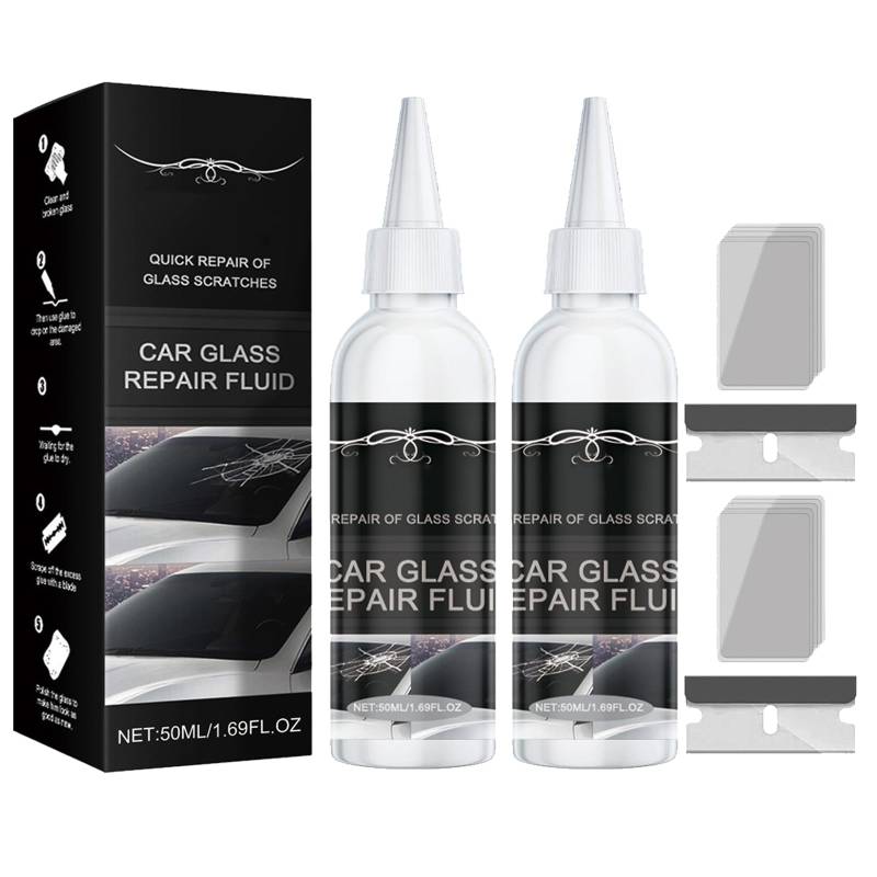 KOAHDE Glasreparaturflüssigkeit, Auto-Windschutzscheiben-Reparaturset, Kleber für die DIY-Autoreparatur, Flüssigkeit für Autoscheiben, Reparatur-Set für Risse, 2 Stück von KOAHDE