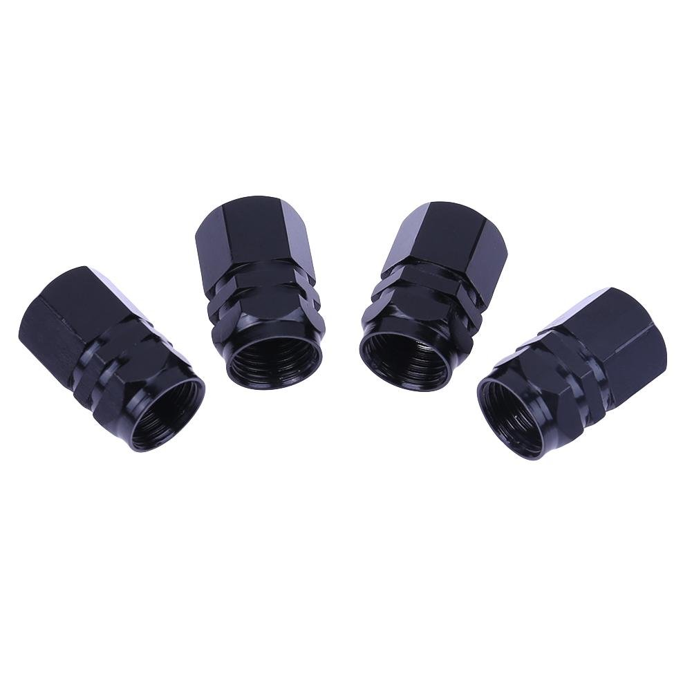 KOBONA 4 Stück Aluminiumlegierung Auto Rad Reifen Ventil Luftkappen Stem Covers (Schwarz) von KOBONA