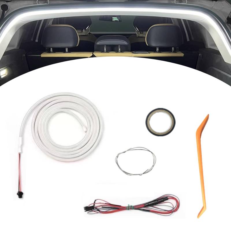 KOBONA Dynamic Flowing Car Trunk Light Strip, Auto LED Streifen Licht for Kofferraum, LED Lichtstreifen for LKW, 2m/4m Länge Automatischer Sensor Tail Box Light Strip, Auto-Innenbeleuchtung von KOBONA