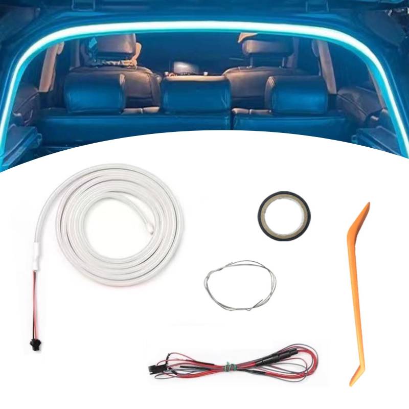 KOBONA Dynamic Flowing Car Trunk Light Strip, Auto LED Streifen Licht for Kofferraum, LED Lichtstreifen for LKW, 2m/4m Länge Automatischer Sensor Tail Box Light Strip, Auto-Innenbeleuchtung von KOBONA