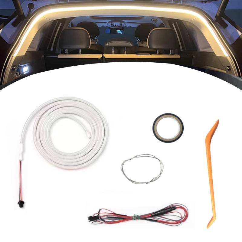 KOBONA Dynamic Flowing Car Trunk Light Strip, Auto LED Streifen Licht for Kofferraum, LED Lichtstreifen for LKW, 2m/4m Länge Automatischer Sensor Tail Box Light Strip, Auto-Innenbeleuchtung von KOBONA