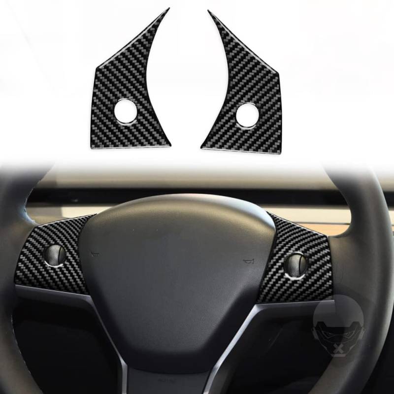 Lenkradverkleidungsabdeckung Kohlefaser-Aufkleber Universal-Innenverkleidungs-Aufkleber Auto-Knopf-Aufkleber Dekoration für Tesla Model 3 Y von KOBONA