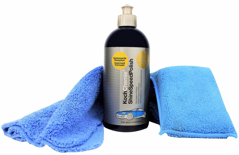 Koch Chemie Shine Speed Polish | Politur | Hochglanzpolitur | Autopolitur 500 ml | MC Microfasertuch und Polierschwamm von KOCHCHEMIE