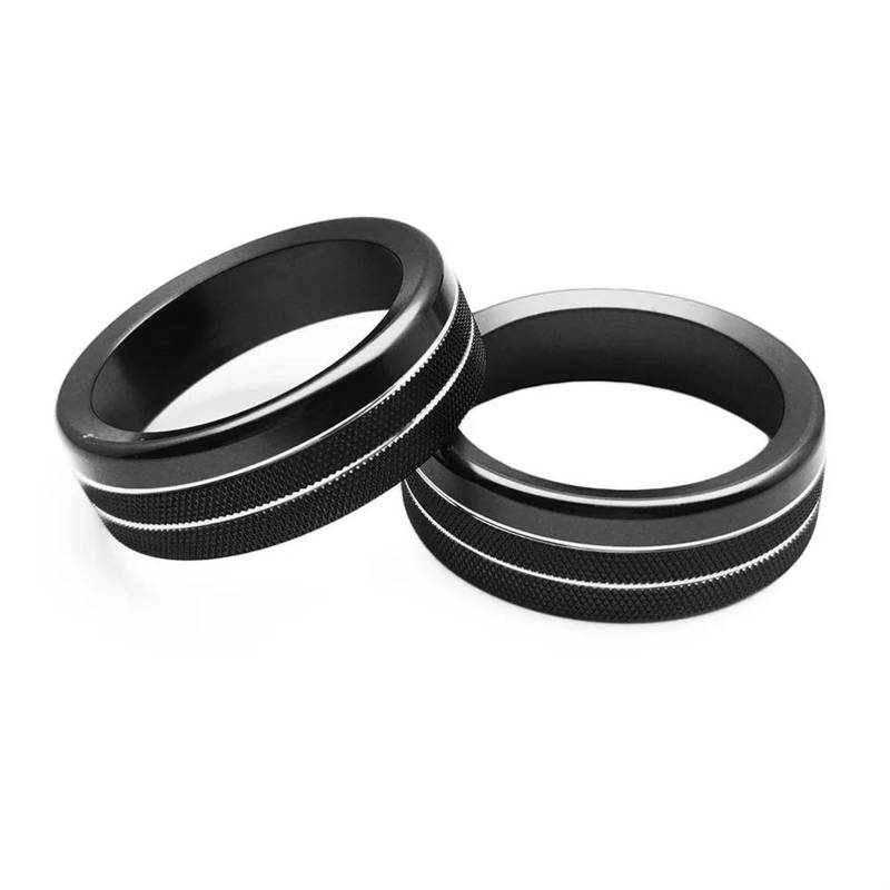 Für Ford Für Mustang 2015-2020 Audio Trim 2Pcs Klimaanlage Radio Knopf Ringe AC Control Schalter Taste Dekorative Ring Abdeckung Zentralsteuerung Schalttafel Trim Cover (Color : 1) von KOEHXJ