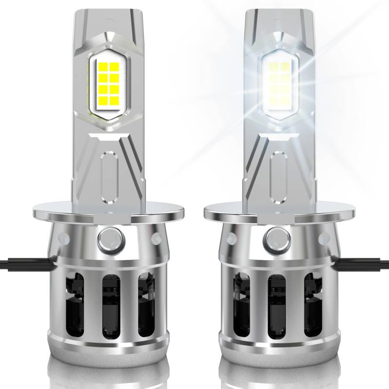 KOHYIER H3 Halogen Lampen +600% Helligkeit, 20000LM 100W 6000K Weiß 12V Auto H3 Abblendlicht Halogen Glühbirne, 2 Lampen von KOHYIER