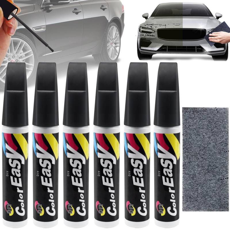 KOIROI 6 Stück Lackstift Auto Schwarz, Auto Lackstift, Lackstift Auto Lack Reparatur, Auto Kratzer Reparatur Stift, Kratzerentferner Autolack Stift, Autolack Reparaturstift für Auto von KOIROI