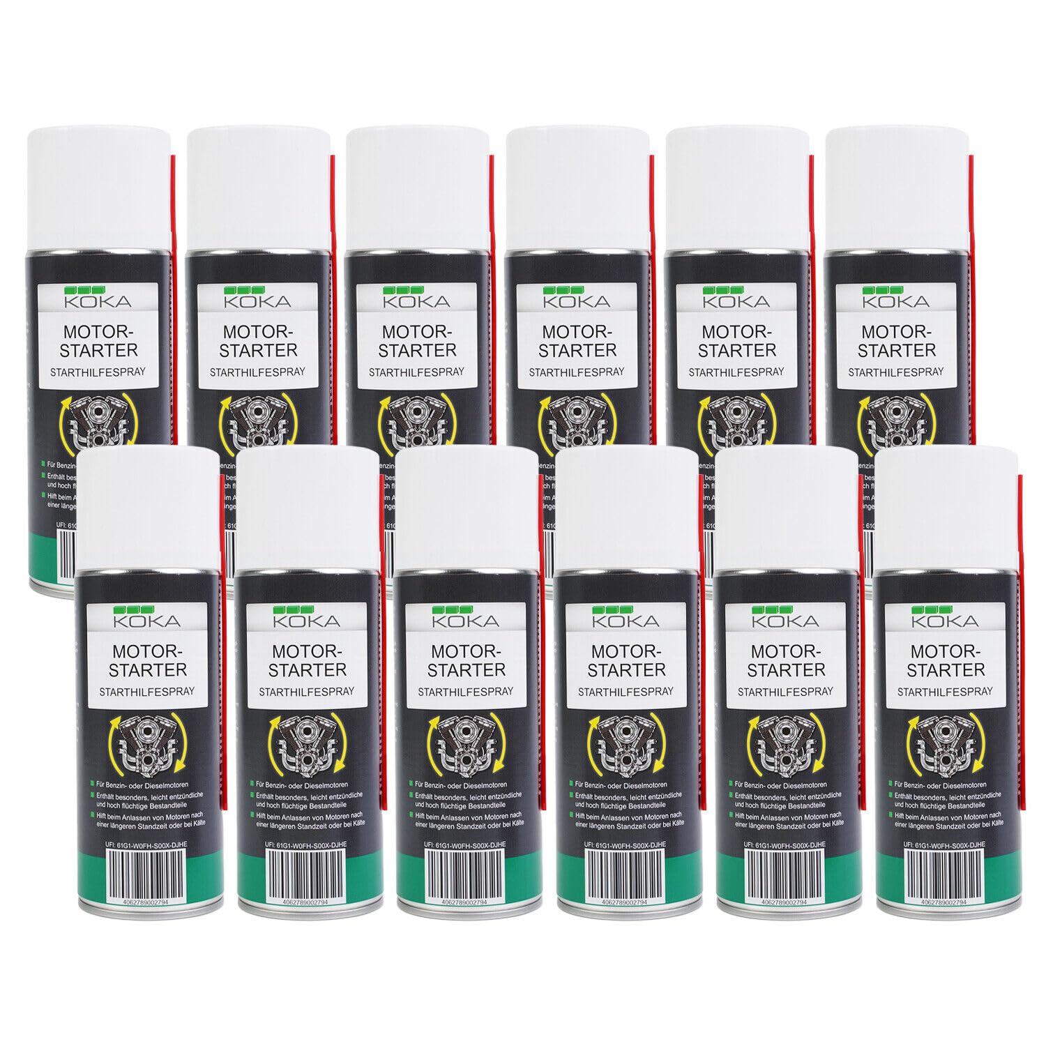 KOKA 12x Starthilfe-Spray 400ml Kalt-Start Auto Motor-Start Pilot Starter-Spray KOKA 12x Starthilfe-Spray 400ml Kalt-Start Auto Motor-Start Pilot Starter-Spray von KOKA