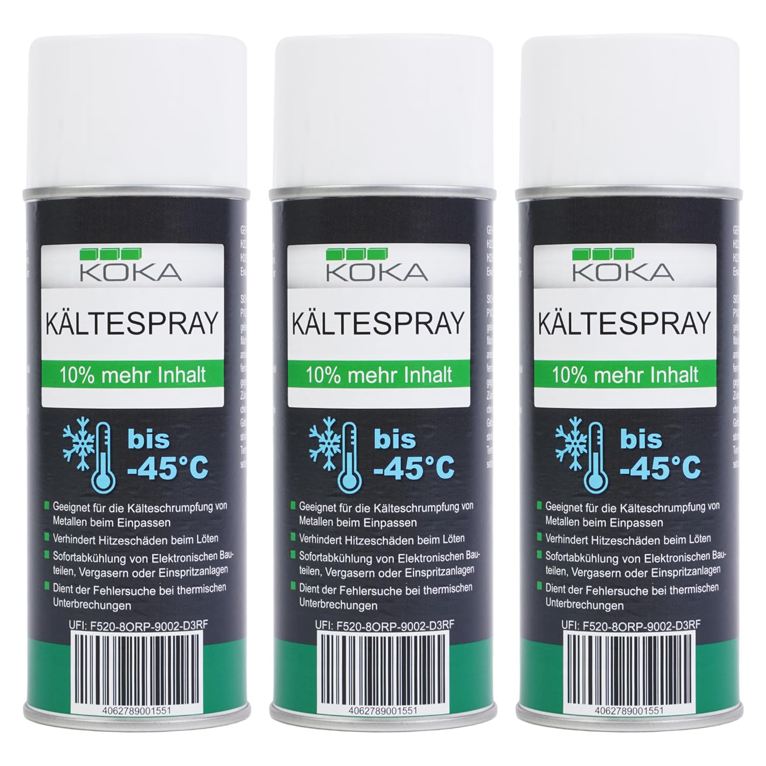 KOKA 3 x 440 ml Kältespray bis -45°C Vereisungs-Spray EIS-Spray Kühlspray KOKA 3 x 440 ml Kältespray bis -45°C Vereisungs-Spray EIS-Spray Kühlspray von KOKA