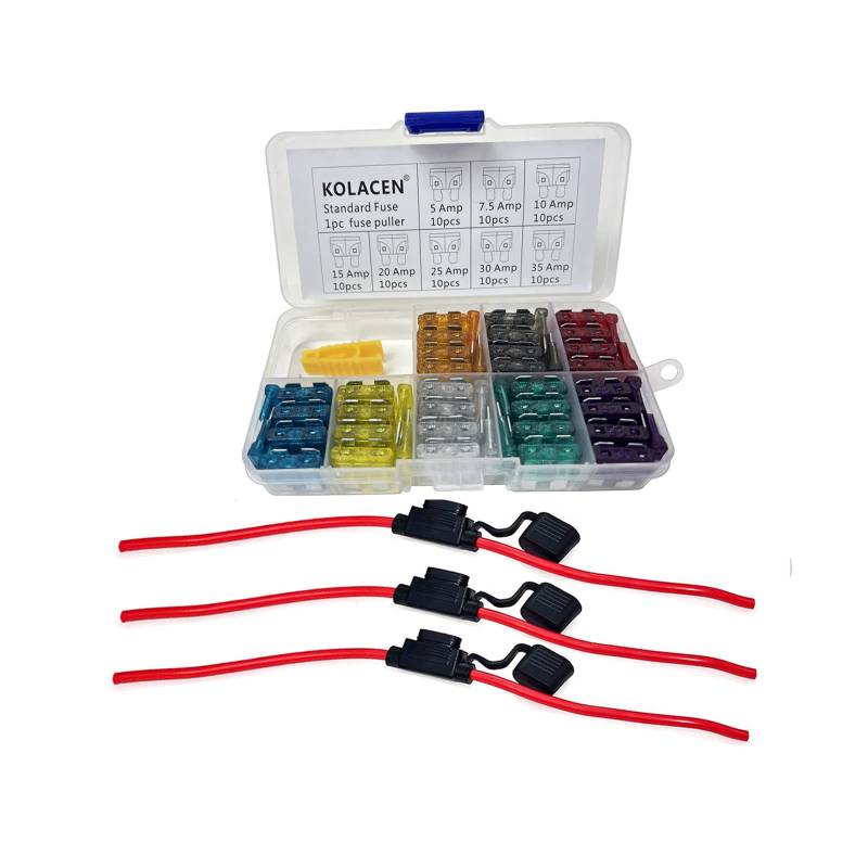 KOLACEN Auto Standard Blade Sicherung Assorted Kit 81 Stück + 3 Stück In-line 12 AWG Standard Sicherungshalter von KOLACEN