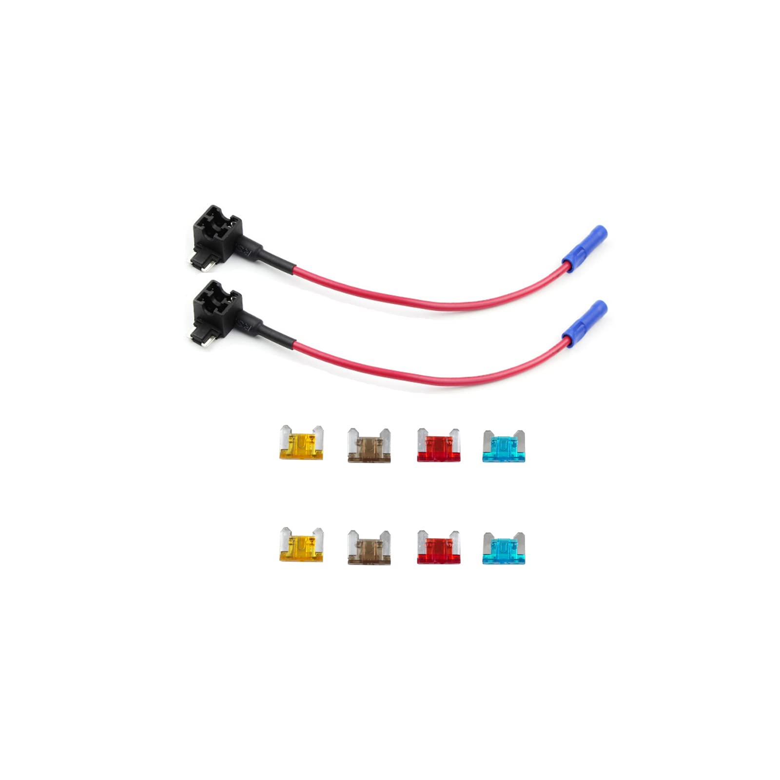 KOLACEN Automotive Car Truck 2 Stück 16 Gauge Add-a-Schaltung Sicherung TAP Adapter für Low-Profile Mini Blade Typ Sicherung + 8 Stück Low Profile Mini Sicherung 5Apm 7.5Apm 10Apm 15Apm von KOLACEN