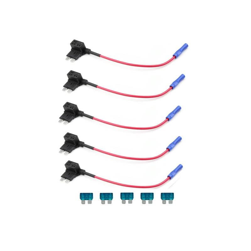 KOLACEN Automotive Car Truck 5 Stück 16 Gauge Add-a-Schaltung Sicherung TAP Adapter für Normale Standard Blade Typ Sicherung + 5 Stück 15Apm Standard Sicherung von KOLACEN