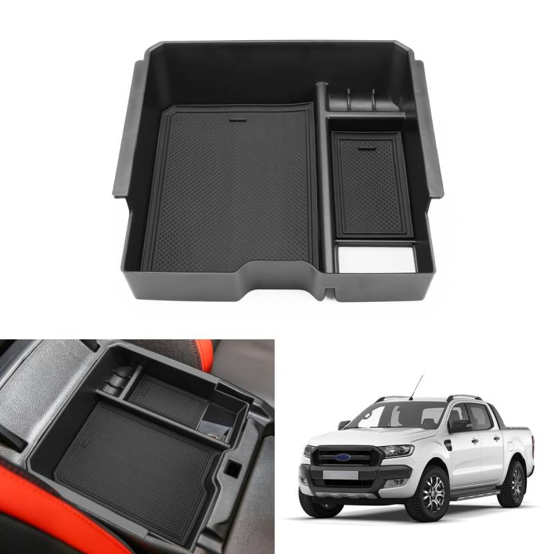 KOLOME Mittelkonsole Aufbewahrungsbox Kompatibel mit Ranger T9 2023 2024 2025 Mittelkonsole Organizer Tray Veranstalter Armlehnen Aufbewahrungsbox Handschuhfach Zubehör (Elektronische Bremse) von KOLOME