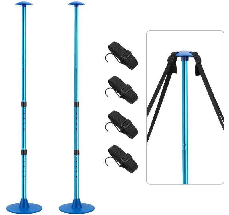 KOMCLUB Bootsabdeckungsstützen, verstellbare Aluminium-Teleskop-Bootabdeckungs-Stützsysteme mit Gurtband 4 Riemen, Universalpassform, für persönliche Wasserfahrzeuge, 4 Abschnitte, blau von KOMCLUB