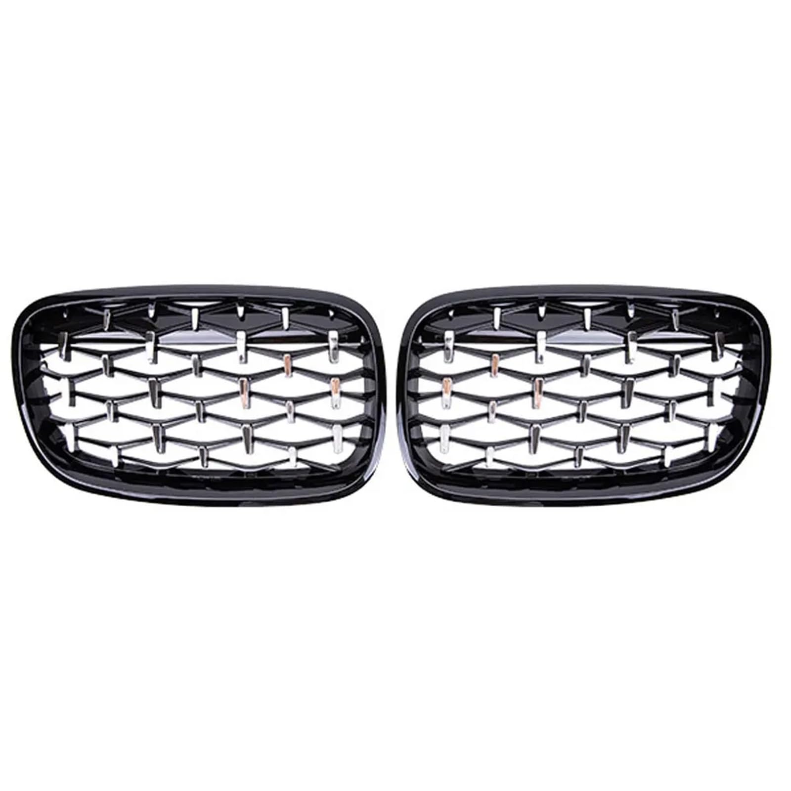 [Replacement] Vorne Niere Diamant Chrom Kühlergrill for BMW X5 X6 E70 E71 2007-2013 Dashboard Indide Grill Abdeckung xDrive 35d 30i 50i Zubehör KOMUKE(Black silver) von KOMUKE