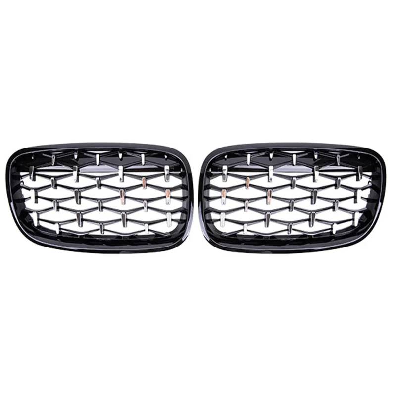 [Replacement] Vorne Niere Diamant Chrom Kühlergrill for BMW X5 X6 E70 E71 2007-2013 Dashboard Indide Grill Abdeckung xDrive 35d 30i 50i Zubehör KOMUKE(Black silver) von KOMUKE