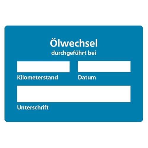 Ölwechsel Aufkleber in Blau | 5 Stück | Kundendienst Serviceaufkleber zum beschriften | Aufkleber für Deine Werkstatt von KONGA