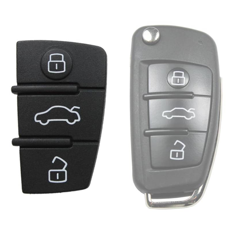 Tastenfeld Gummipad Gummi Gummitasten für Schlüssel Fernbedienung Klappschlüssel 3 Tasten Ersatz Keypad Rubber Pad kompatibel mit Audi von KONIKON
