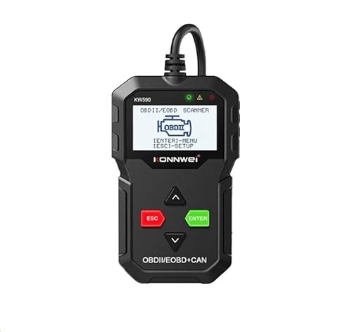KONNWEI KW590 Auto-OBD2 Scanner, Auto Diagnosegerät Tool mit Batterietest, Echtzeitüberwachung, Motor Fehlercodeleser, OBD2 Scanner Codeleser Diagnose, Autolesegerät, 2,4 Zoll Bildschirm, 7 Sprachen KONNWEI KW590 Auto-OBD2 Scanner, Auto Diagnosegerät Tool mit Batterietest, Echtzeitüberwachung, Motor Fehlercodeleser, OBD2 Scanner Codeleser Diagnose, Autolesegerät, 2,4 Zoll Bildschirm, 7 Sprachen von KONNWEI