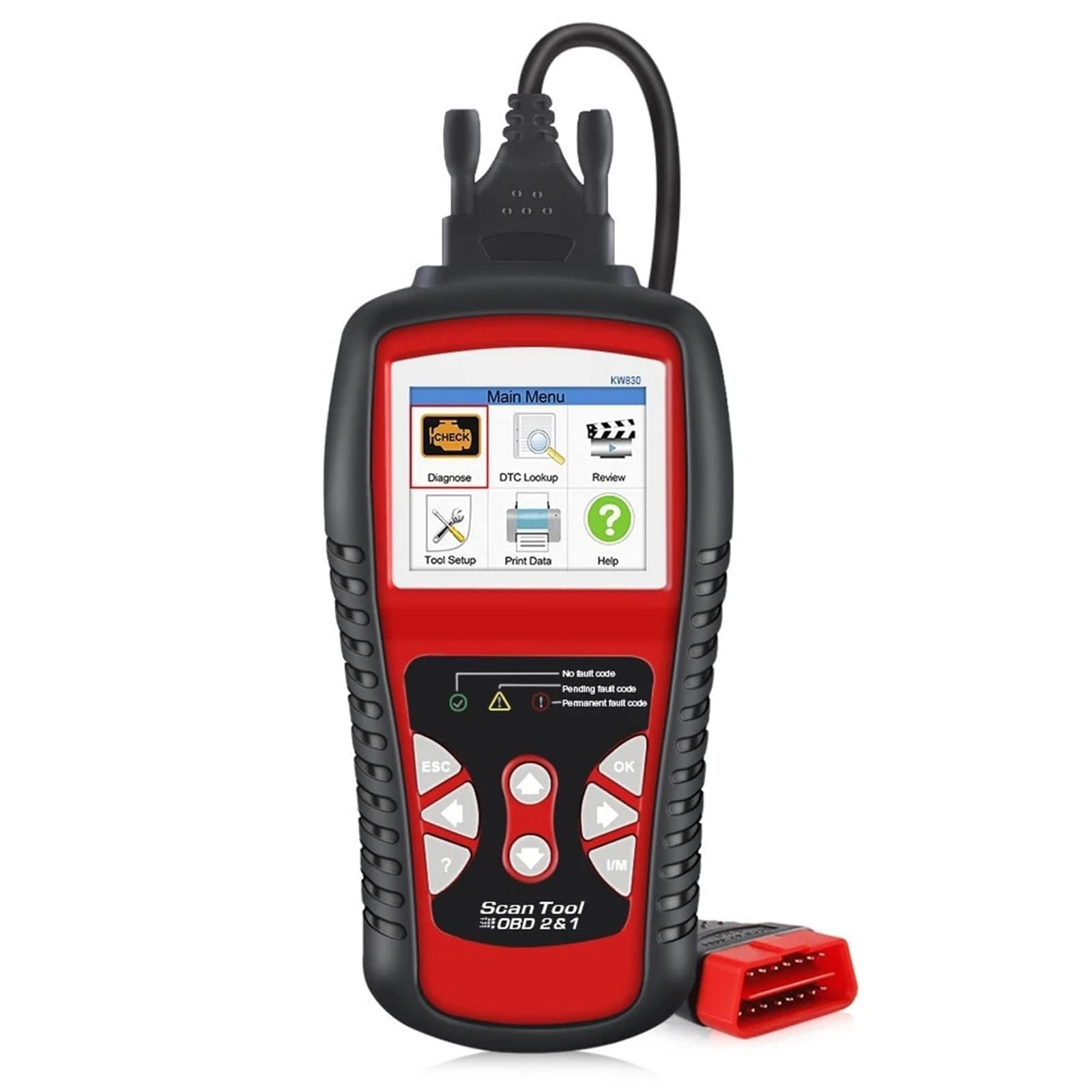 KONNWEI KW830 OBD2 Codeleser und Diagnose-Scanner, Batterieerkennung, Echtzeit-Datenstreaming, Fahrzeug-Fehlercode-Scan-Tool, mehrsprachig, Drucken und Zurücksetzen von Fehlerdaten KONNWEI KW830 OBD2 Codeleser und Diagnose-Scanner, Batterieerkennung, Echtzeit-Datenstreaming, Fahrzeug-Fehlercode-Scan-Tool, mehrsprachig, Drucken und Zurücksetzen von Fehlerdaten von KONNWEI