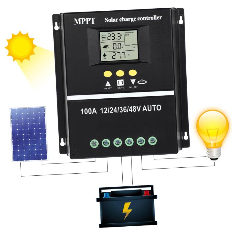KONTONTY 12V Solarladeregler Mppt Intelligenter Solarpanel Controller Mit LCD Display Und Einfacher Installation Hohe Effizienz Bis Kompatibel Mit Verschiedenen von KONTONTY