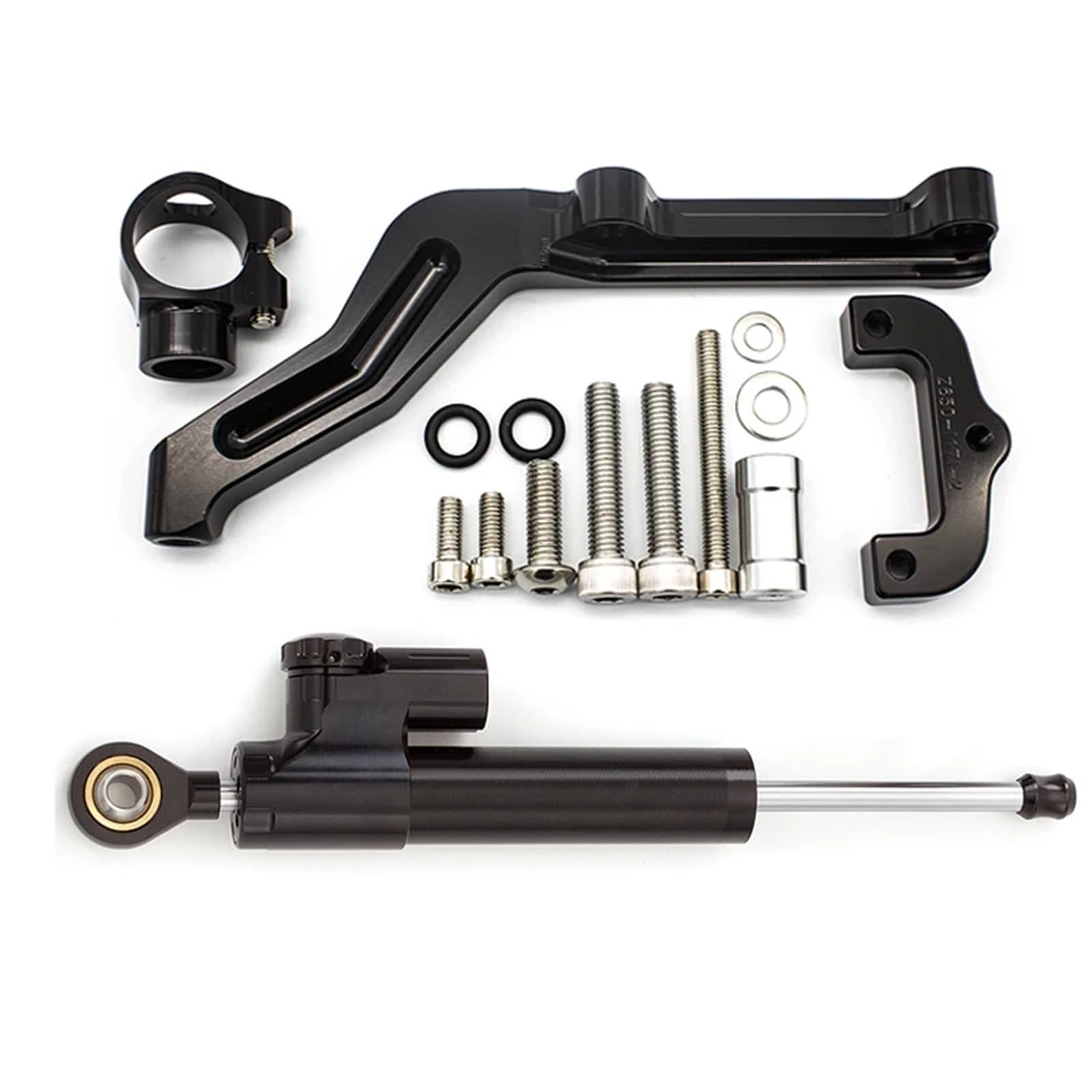 KOPQTEC Lenkstabilisator Motorräder Kompatibel Mit Für Z650 2017-2023 CNC Carbon Lenkungsdämpfer Stabilisator Halterung Unterstützung Montagesatz Moto Lenkungsdämpfer Stoßdämpfer(B) von KOPQTEC