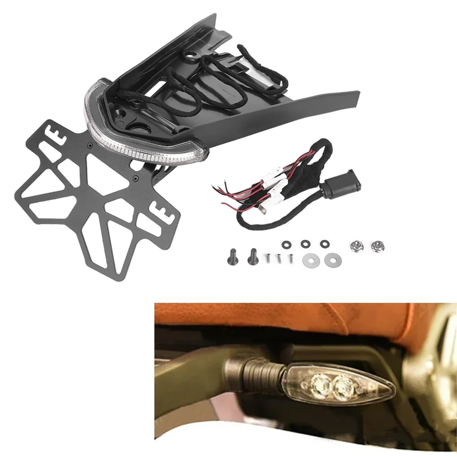KOPQTEC Motorrad Kennzeichenhalter Für R Für Nine Für T Für Scrambler Für Urban Pure Kennzeichenhalter Mit Heckhalterung Mit Blinkerlicht Motorrad-Rücklicht-Ersatzkit(Halogen Tail) von KOPQTEC