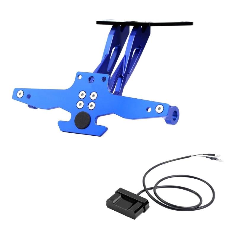KOPQTEC Motorrad Kennzeichenhalter Kompatibel Mit Suzuki Für GSX250R Für GSX250 Motorrad-Kennzeichenhalterung Heckklappe Kotflügel Für Eliminator Mit Lichtzubehör(B with Light Blue) von KOPQTEC