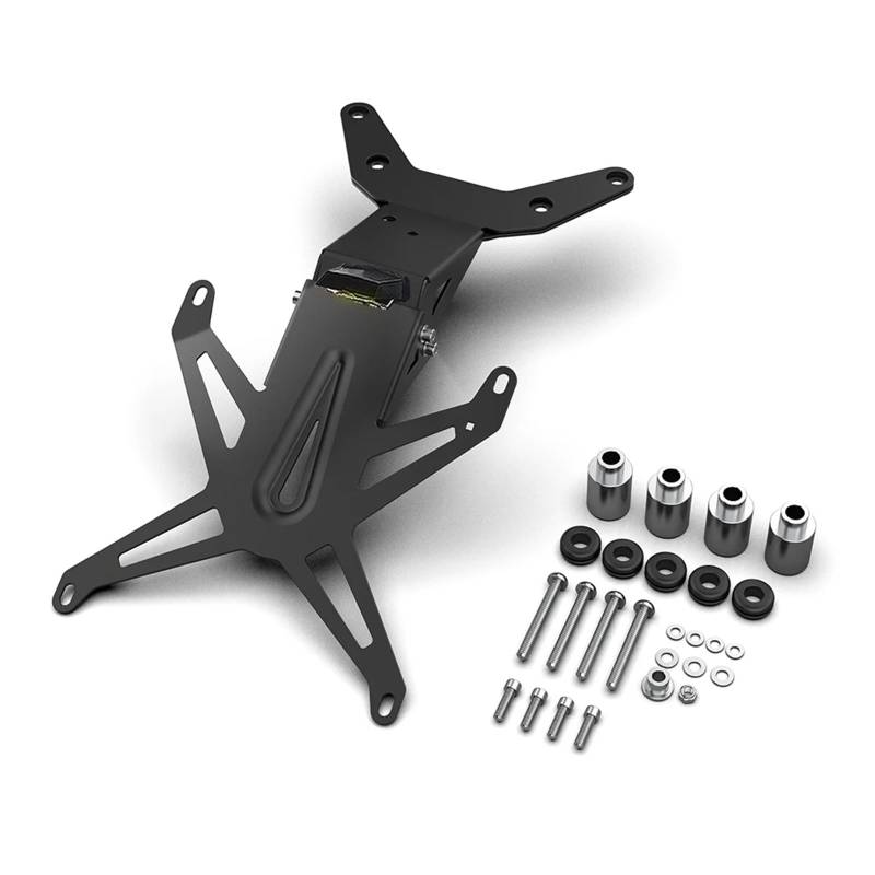 KOPQTEC Motorrad Kennzeichenhalter Kompatibel Mit T-MAX Für Tmax Für 560 2022 2023 2024. Hinten Verstellbarer Kennzeichenhalter, Halterung, Heckklappe, Kotflügel Für Eliminator-Kit(A Black with lamp) von KOPQTEC