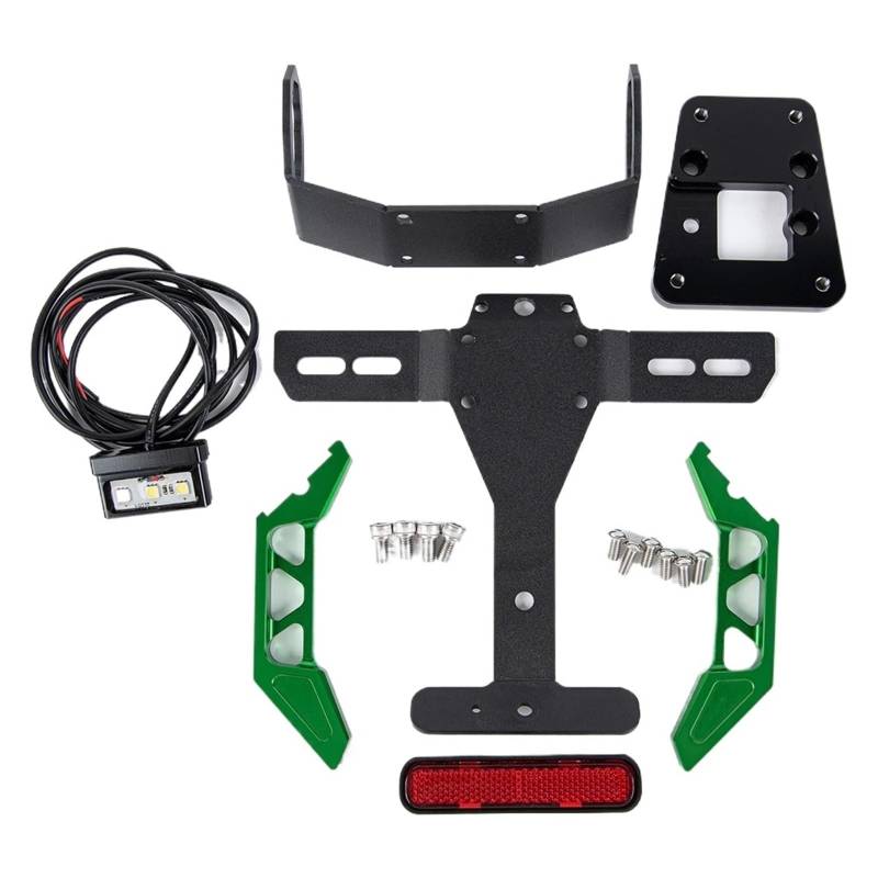 KOPQTEC Motorrad Kennzeichenhalter Kompatibel Mit Z H2 2020-2023 Für Z900 2020-2024 Motorrad-Kennzeichenhalter-Halterungssatz Heckklappe Für Beseitigen Mit Licht(Green) von KOPQTEC